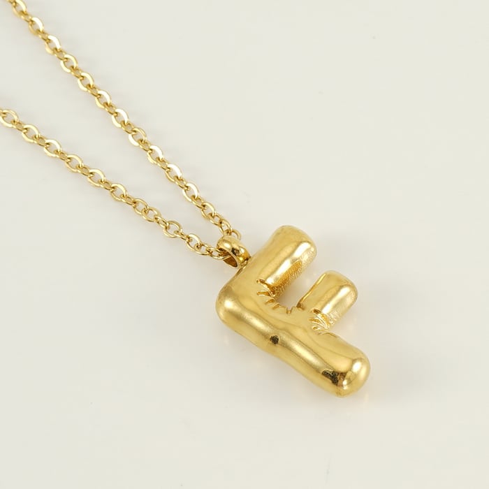 1 Piece Simple Series Simple Letter F Stainless Steel  Gold Color Women's Pendant Necklaces 